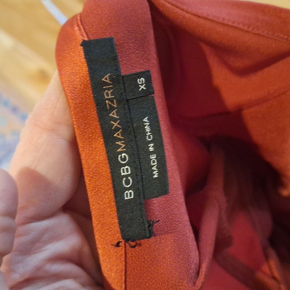 BCBGMaxAzria Halter Maxi Satin Dress Brick Red Size XS - Picture 8 of 10